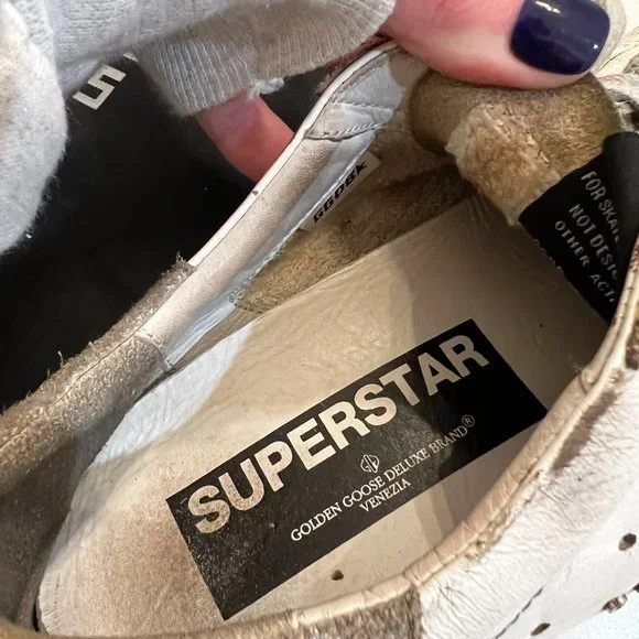 Golden Goose Superstar Leather Sneakers in Silver/White - Picture 9 of 12